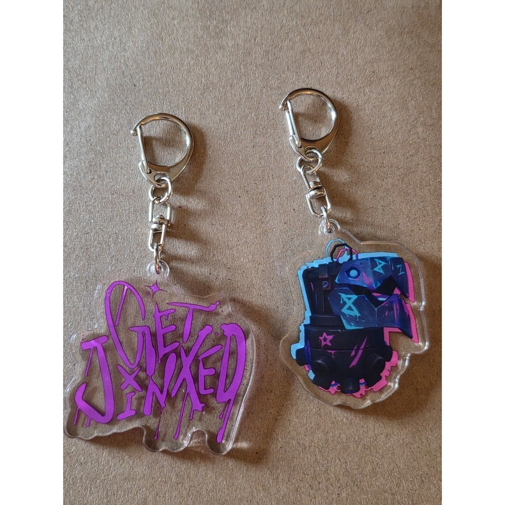 SET OF 2 Arcane JINX Bomb Keychain & Get Jinxed Graffiti Keychain Handmade